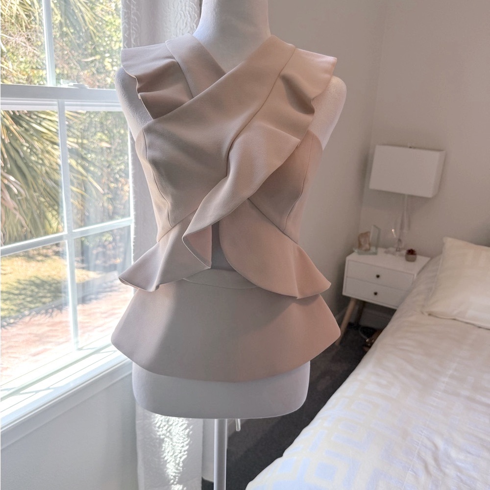 NWT BCBG  Ruffled Soft Mauve Peplum Top